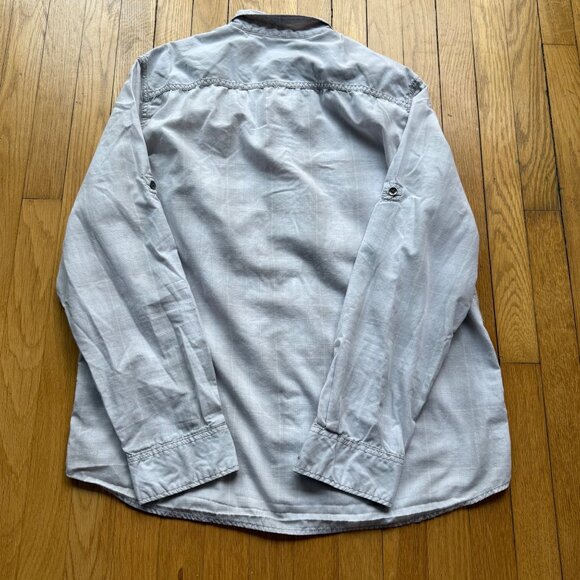 Rock & Republic Size XL Light Gray Plaid Utility Chest Pockets Button-Up Shirt - Picture 12 of 13